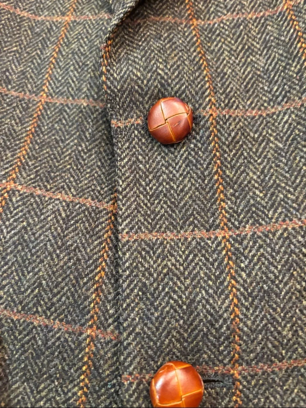 Men's Windowpane Wool Blazer - Brown/Greenh - Picture 4 of 8